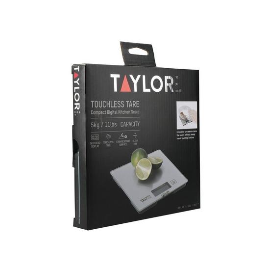 Taylor Compact Digital Kitchen Scales with Touchless Tare in Gift Box, Glass / Plastic - Silver 2