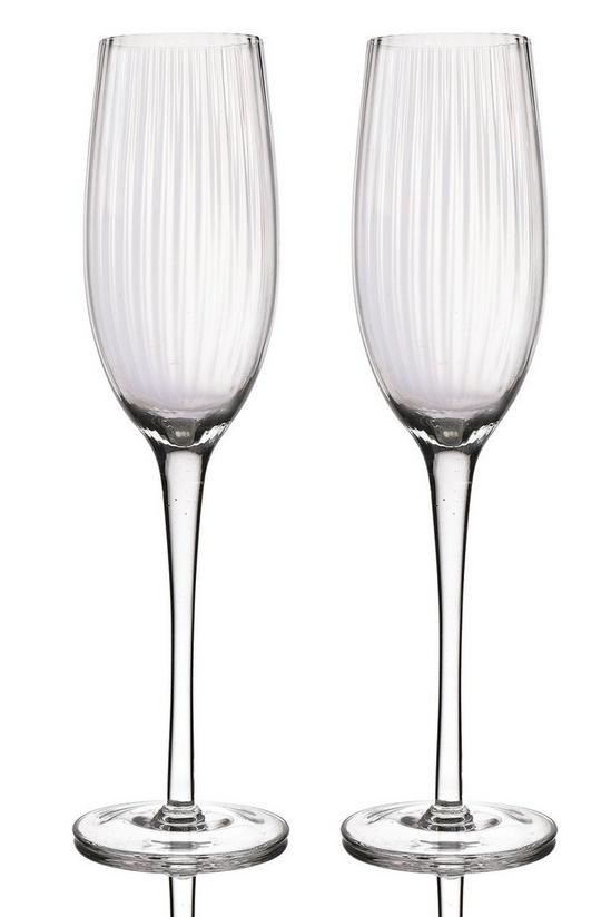 BarCraft Set of 2 Handmade Ribbed Champagne Flutes in Gift Box 3