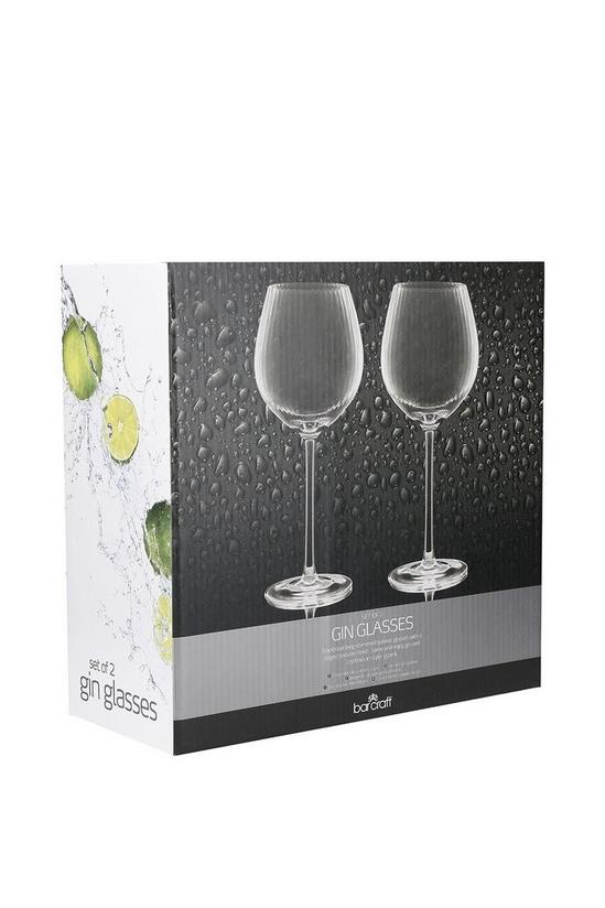 BarCraft Set of 2 Handmade Ribbed Gin Glasses in Gift Box 4