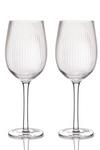 BarCraft Set of 2 Large Ribbed Wine Glasses in Gift Box thumbnail 3