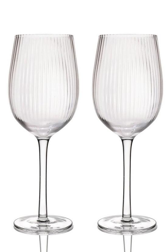 BarCraft Set of 2 Large Ribbed Wine Glasses in Gift Box 3