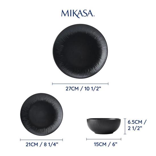 Mikasa Jardin Midnight 12-Piece Stoneware Dinner Set, Black 5