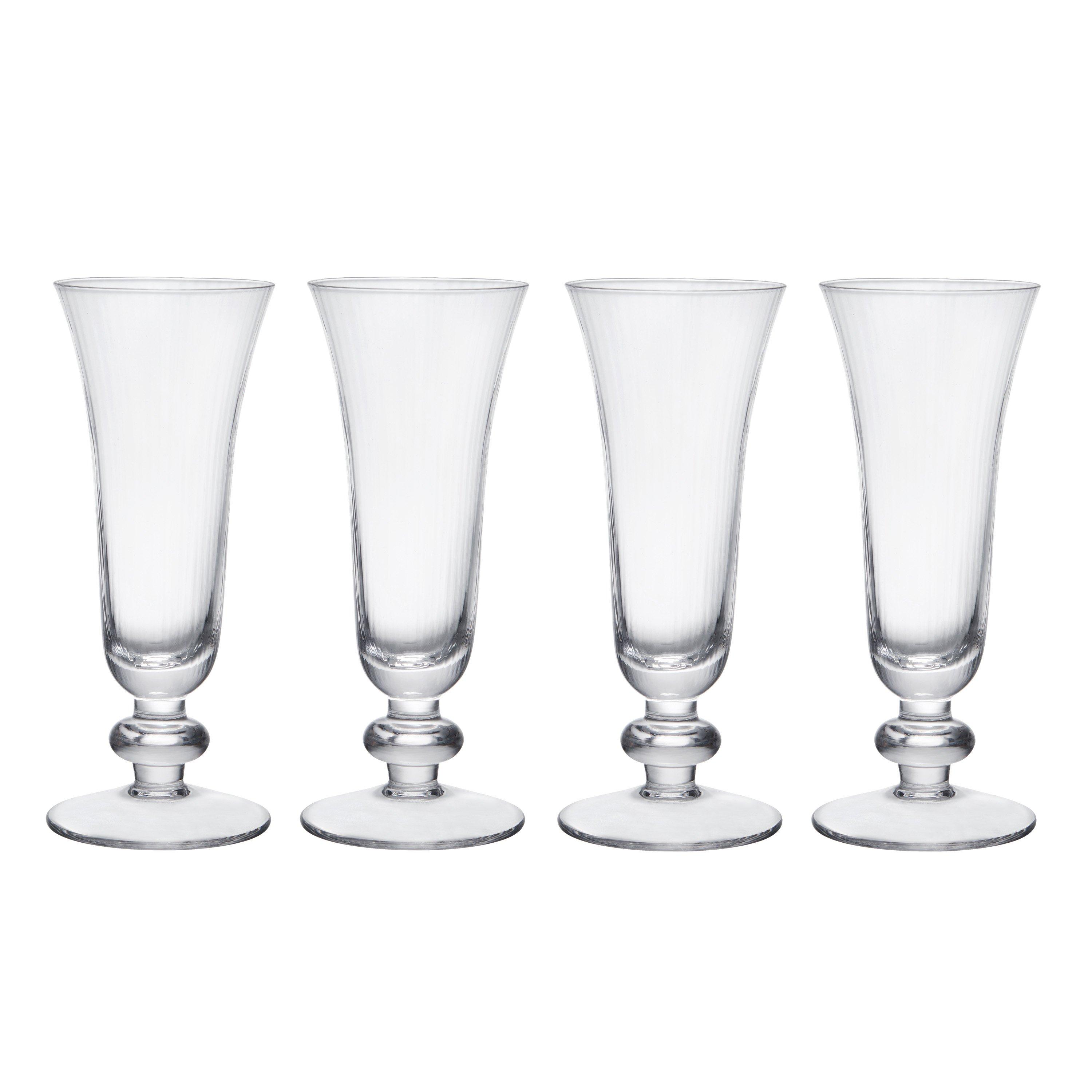 Salerno Crystal Champagne Flute Glasses, Set of 4, 170ml