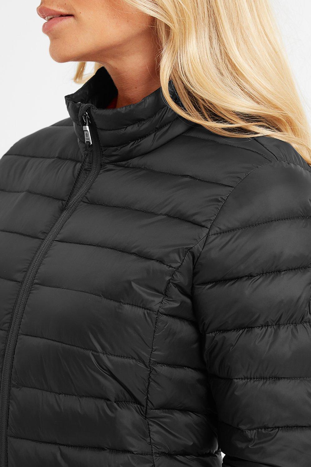 Black Peach Skin Hooded Puffer Jacket