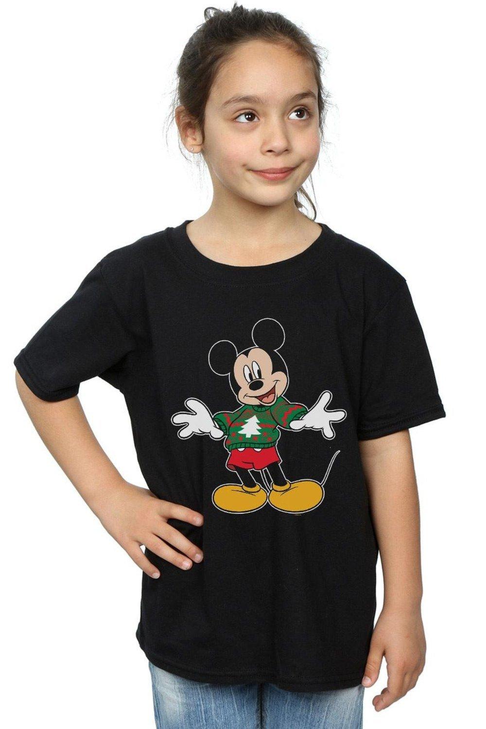 Mickey Mouse Christmas Jumper Stroke Cotton T-Shirt