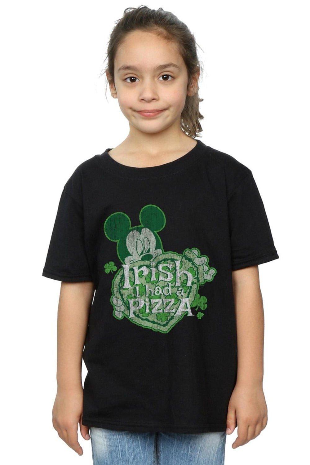 Mickey Mouse Shamrock Pizza Cotton T-Shirt