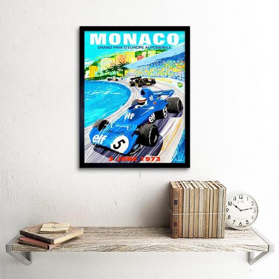 Artery8 Wall Art Print Monaco Europe Grand Prix 1973 Motor Sport Racing Formula 1 Race Vintage Advert Art Framed 2
