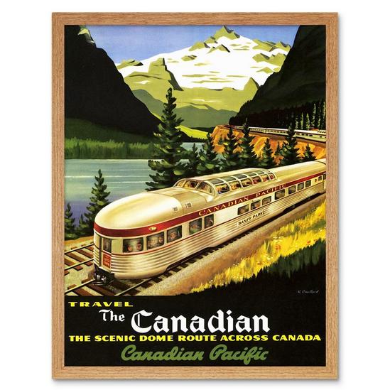 Artery8 Train Rail Scenic Route Landscape Mountain Lake Canada Southern Pacific Vintage Travel Ad Art Print Framed Poster Wall Decor 12x16 inch 1