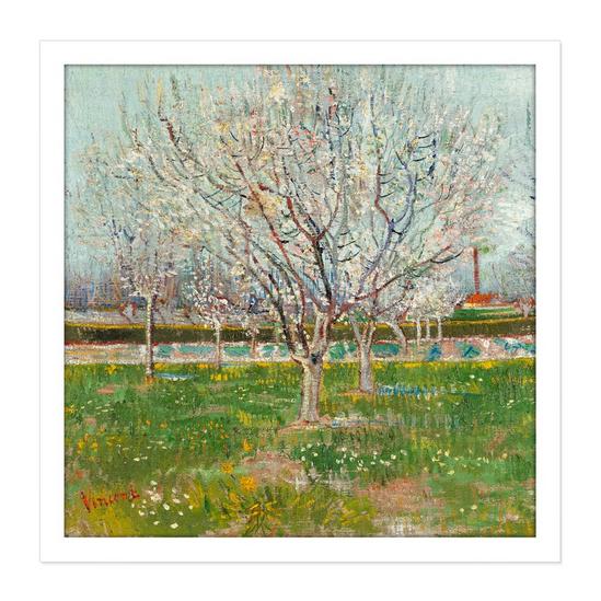 Artery8 Vincent Van Gogh Orchard In Blossom Plum Trees Square Framed Wall Art Print Picture 16X16 Inch 1