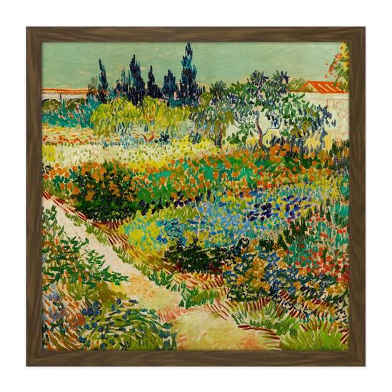 Artery8 Vincent Van Gogh Garden At Arles Square Framed Wall Art Print Picture 16X16 Inch 1