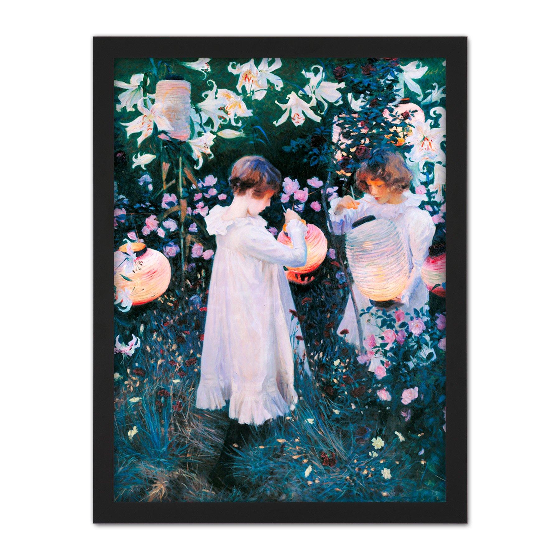 John Singer Sargent Carnation Lily Rose Painting Large Framed Wall Decor Art Print