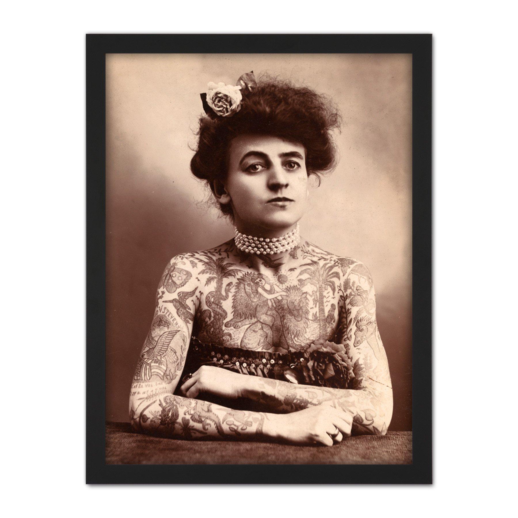 Maud Stevens Wagner Trapezeist Tattooist Artist 1907 Photo Large Framed Wall Decor Art Print
