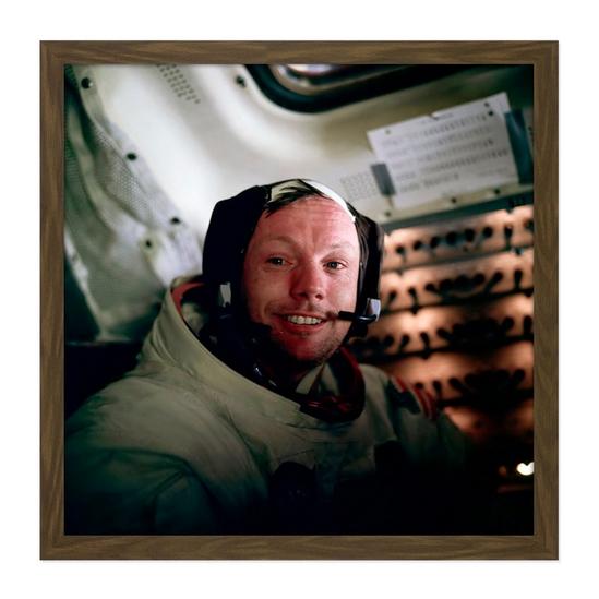 Artery8 Aldrin NASA Astronaut Neil Armstrong Apollo 11 Flight Photo Square Framed Wall Art Print Picture 16X16 Inch 1