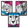 Wee Blue Coo Wall Art Print Contemporary Bold Fierce Cats Lion Cheetah Tiger Black Framed Poster Pack of 3 thumbnail 2