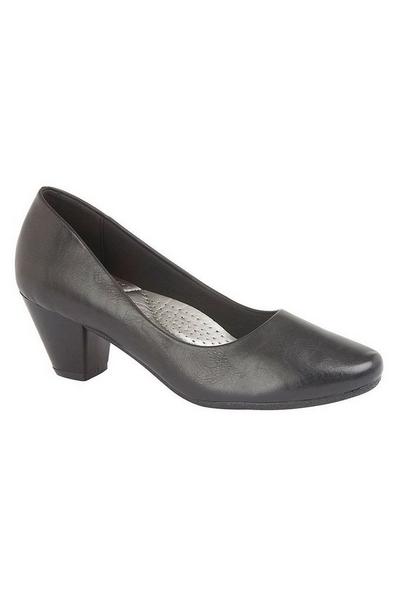 PU Leather Plain Court Shoe (45mm Heel)