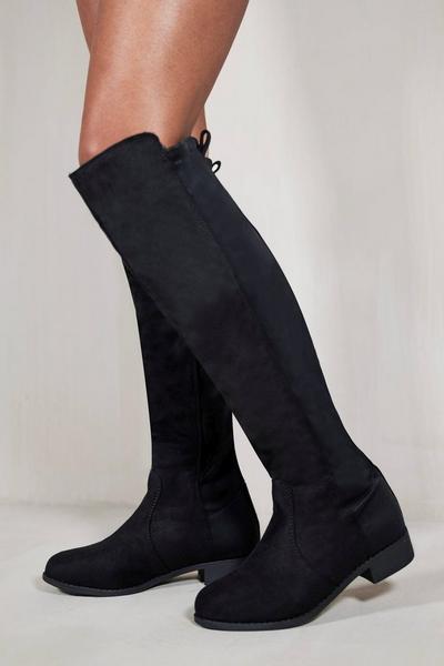 'Diem' Over The Knee Pull On Boots With Low Heel
