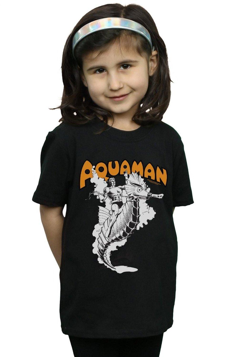 Aquaman Mono Action Pose Cotton T-Shirt