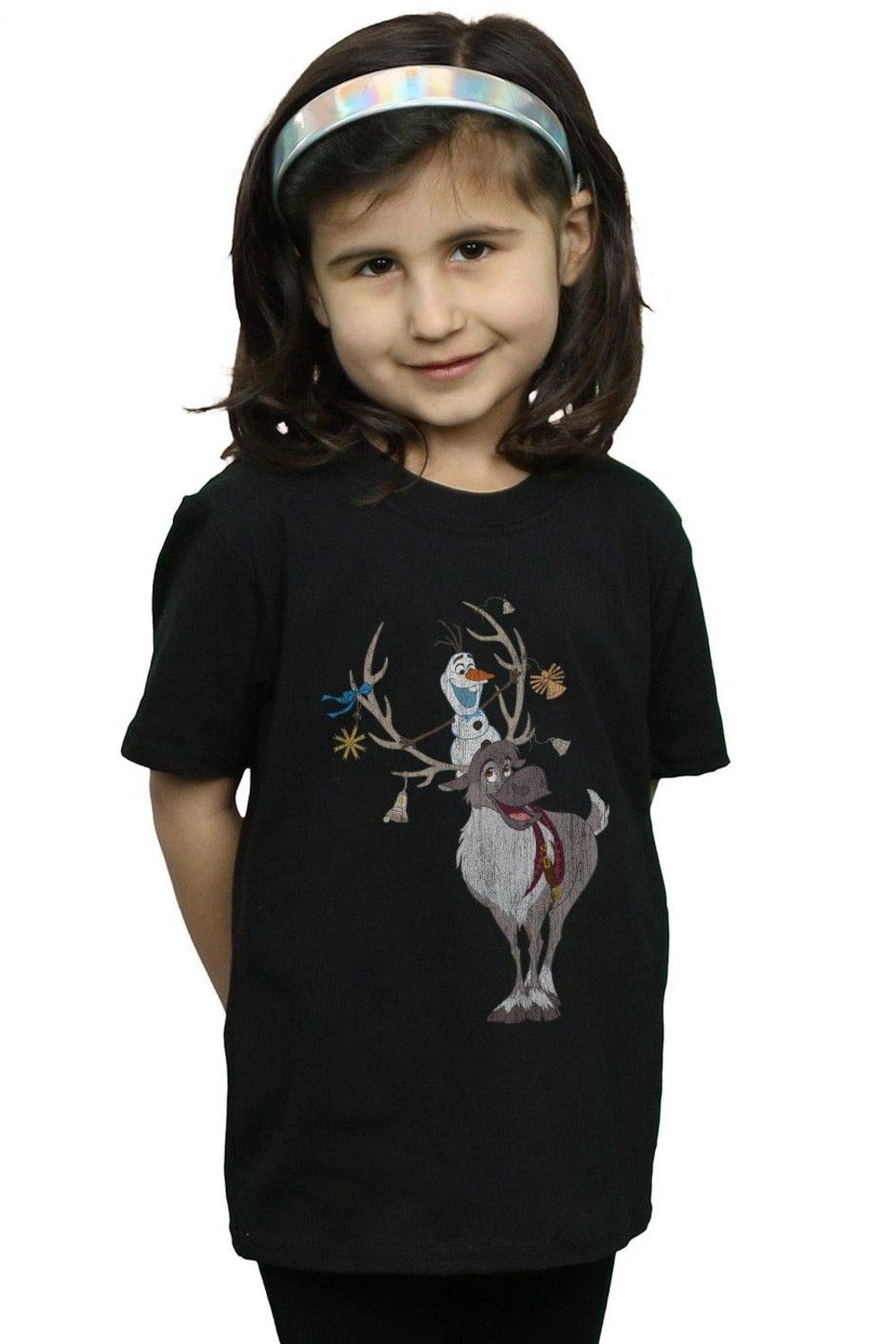 Frozen Sven And Olaf Christmas Ornaments Cotton T-Shirt