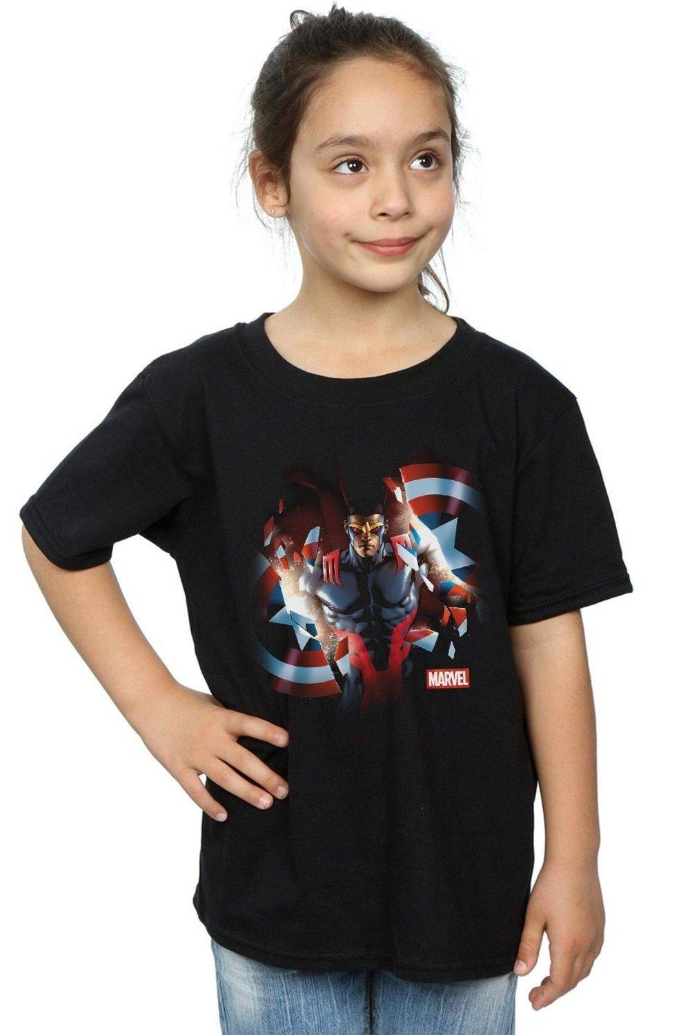 Captain America Sam Wilson Shield Breakthrough Cotton T-Shirt
