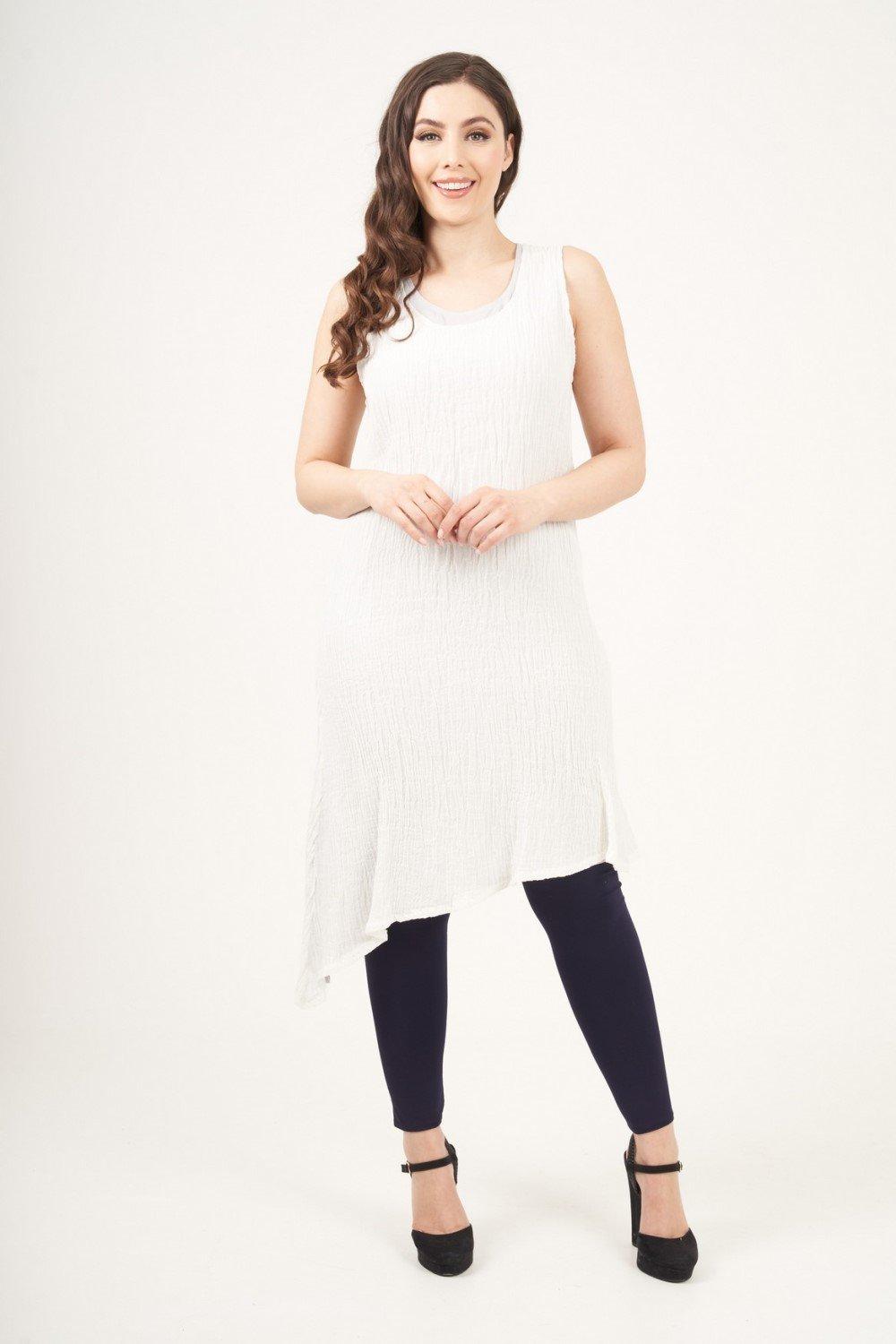 Linen Mix Double Layered Dress With Necklace