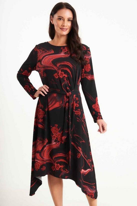 Saloos Stretch Printed Dress with Side Tie 1
