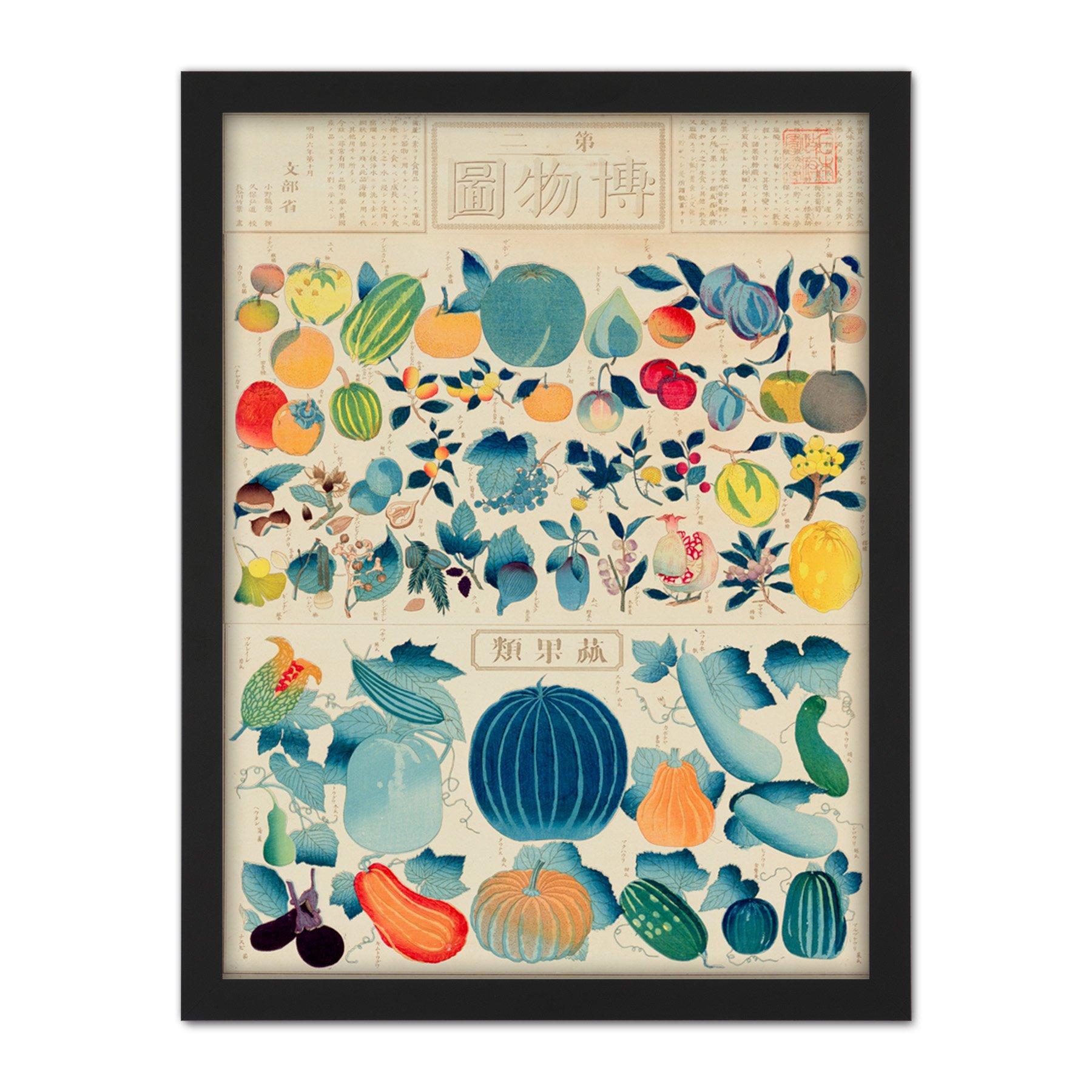 Kato Chikusai Species of Fruit Vegetables Japan Large Framed Wall Decor Art Print