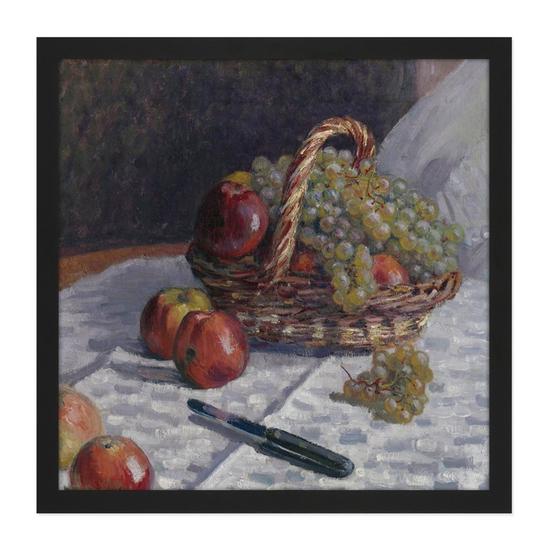Artery8 Wall Art Print Alfred Sisley Apples And Grapes In A Basket Painting Square Framed Picture 16X16 Inch 1