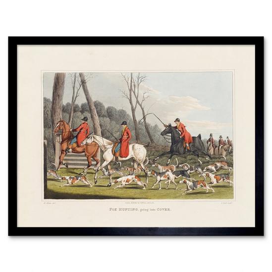 Artery8 Wall Art Print John Heaviside Clark Fox Hunting Going Into Cover 1820 Hounds Horses Watercolour Painting Art Framed 1