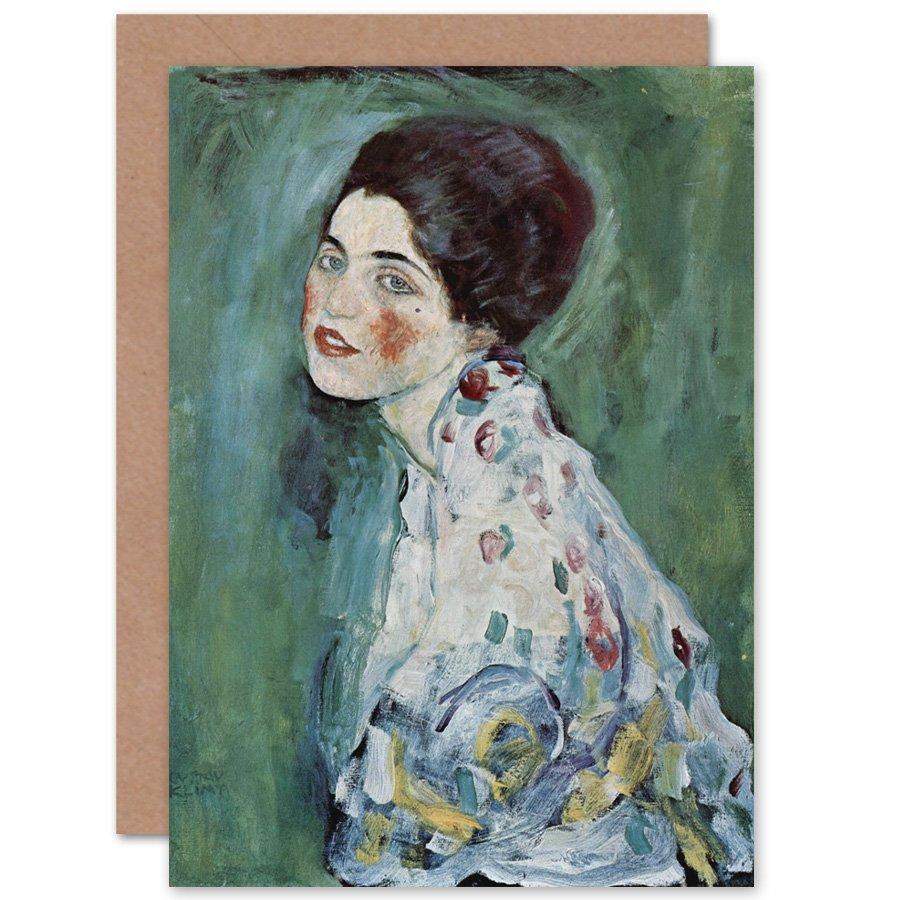 Gustav Klimt Portrait of a Lady Painting Fine Art Greetings Card Plus Envelope Blank inside