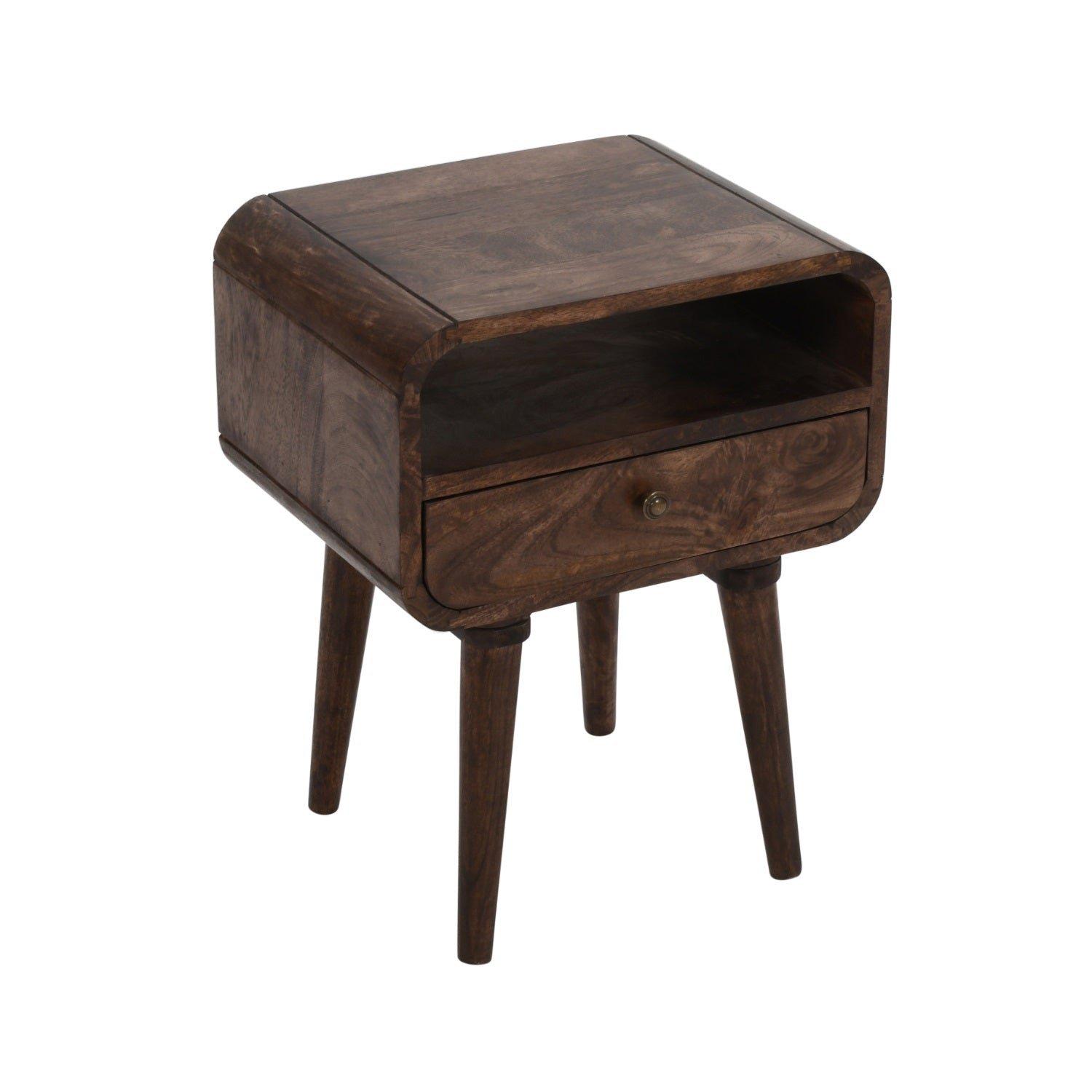 Malena Dark Mango Wood Bedside Table with Drawer