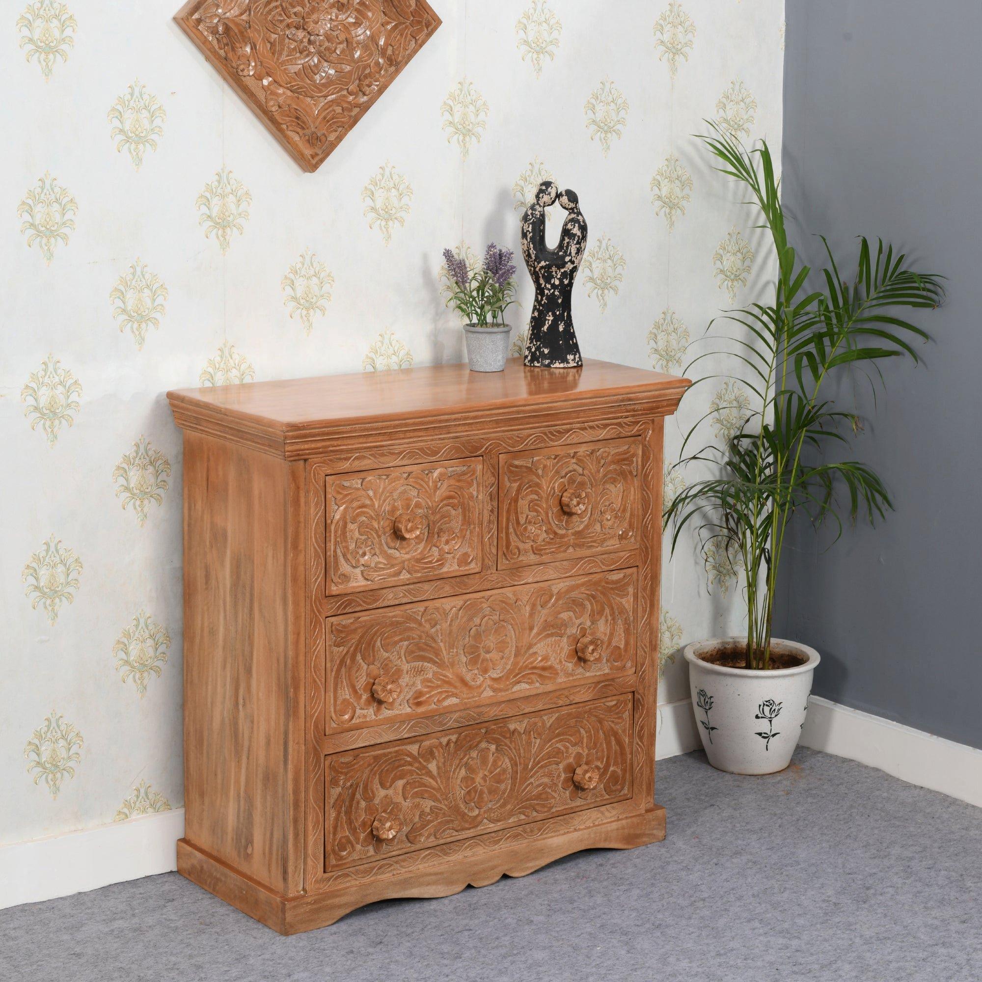 Darvell Mango Wood Chest Of 4 Drawers