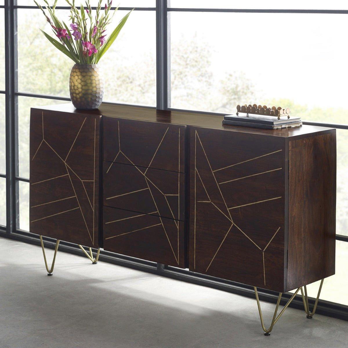 Large Sideboard with Doors and Drawers Deiondre Dark Mango