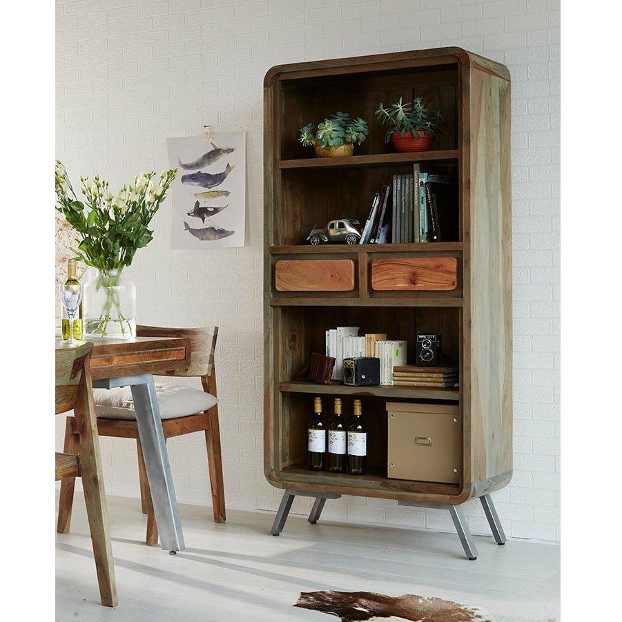 Daizha Wood & Metal Wide Bookcase