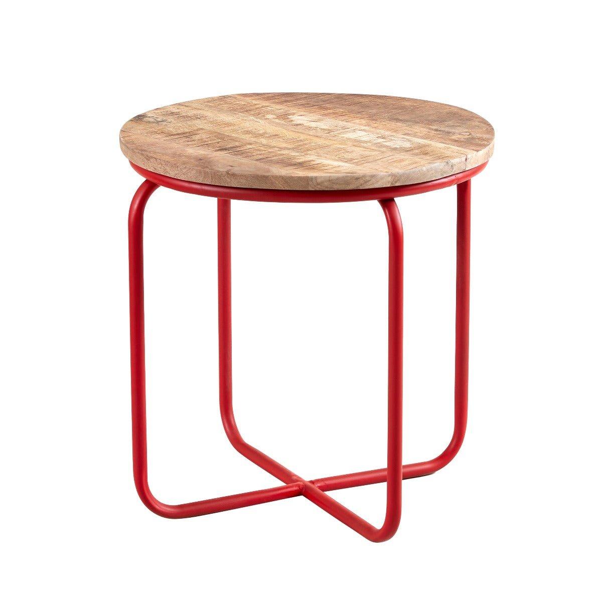 Rische Round Bar Stool made from Reclaimed Metal and Solid Wood