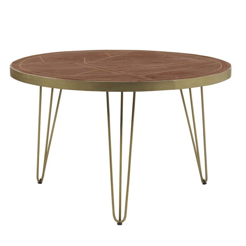 Round Solid Wood Dining Table 4 Seats Deiondre Dark Mango