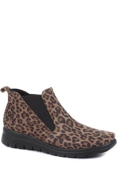 Wide Fit Leopard Print Chelsea Boots
