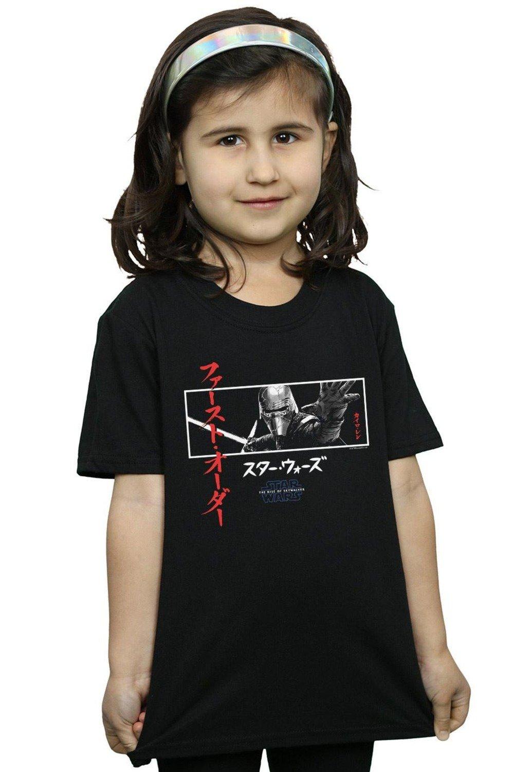 Star Wars The Rise Of Skywalker Kylo Ren Katakana Art Stripe Cotton T-Shirt