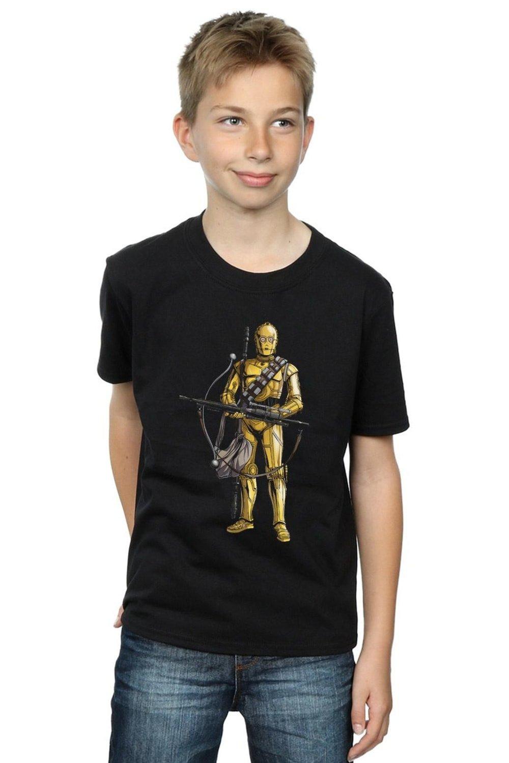 Star Wars The Rise Of Skywalker C-3PO Chewbacca Bow Caster T-Shirt