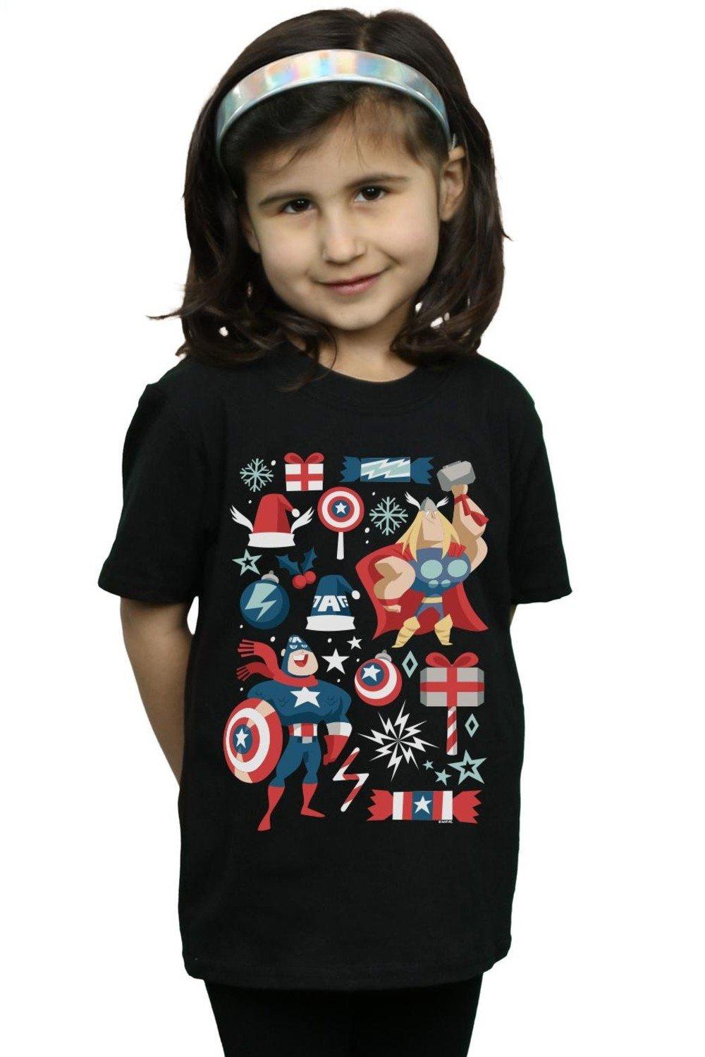 Thor And Captain America Christmas Day Cotton T-Shirt