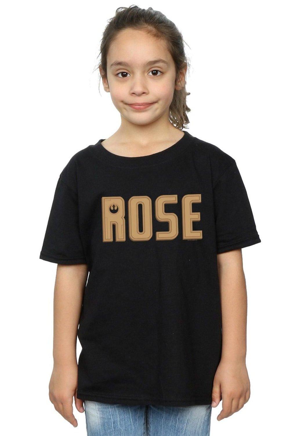 The Rise Of Skywalker Rose Text Logo Cotton T-Shirt