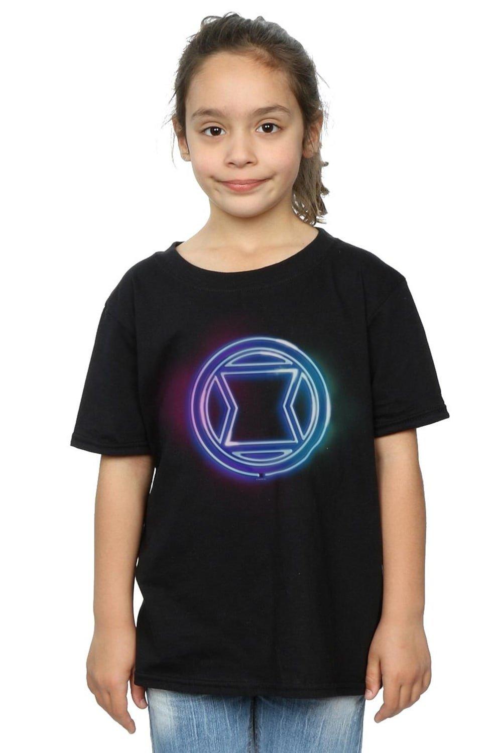 Black Widow Neon Logo Cotton T-Shirt