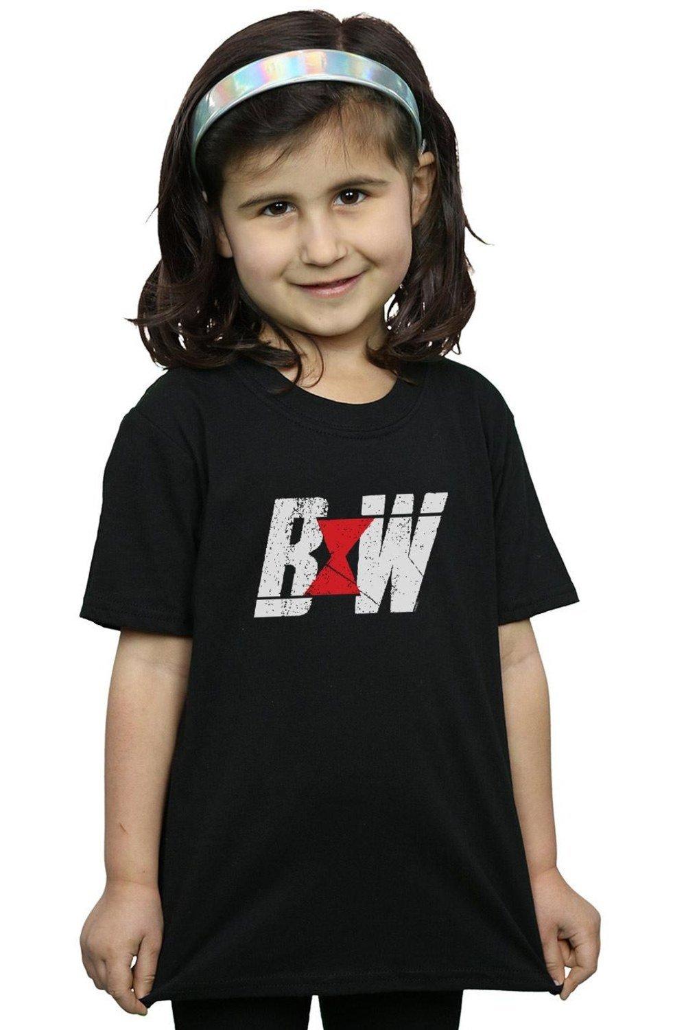 Black Widow Movie Initial Logo Cotton T-Shirt