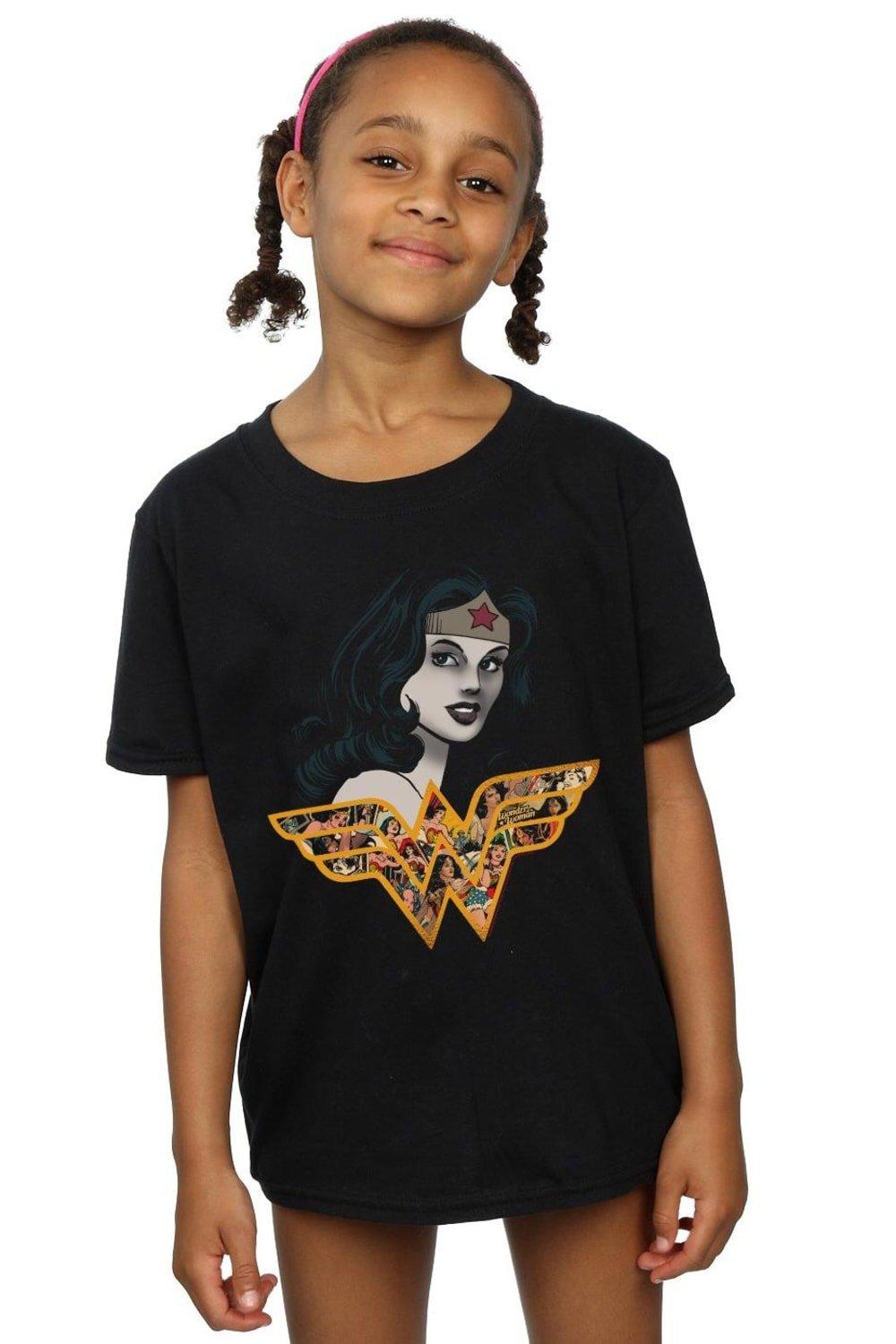 Wonder Woman Retro Collage Cotton T-Shirt