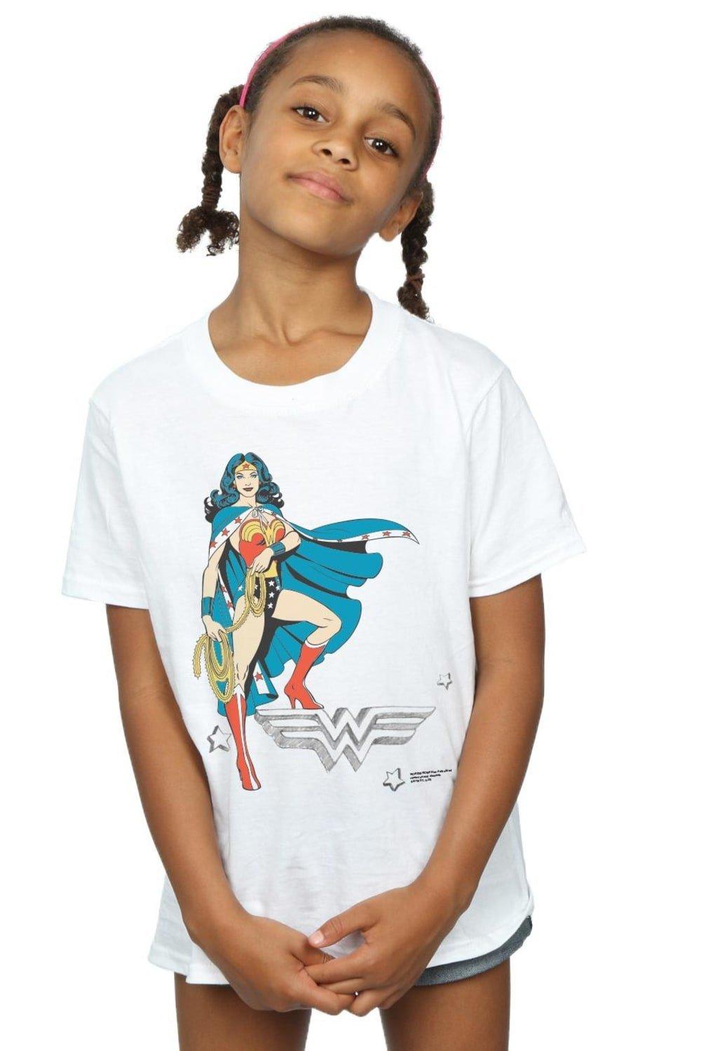 Wonder Woman Standing Logo Cotton T-Shirt