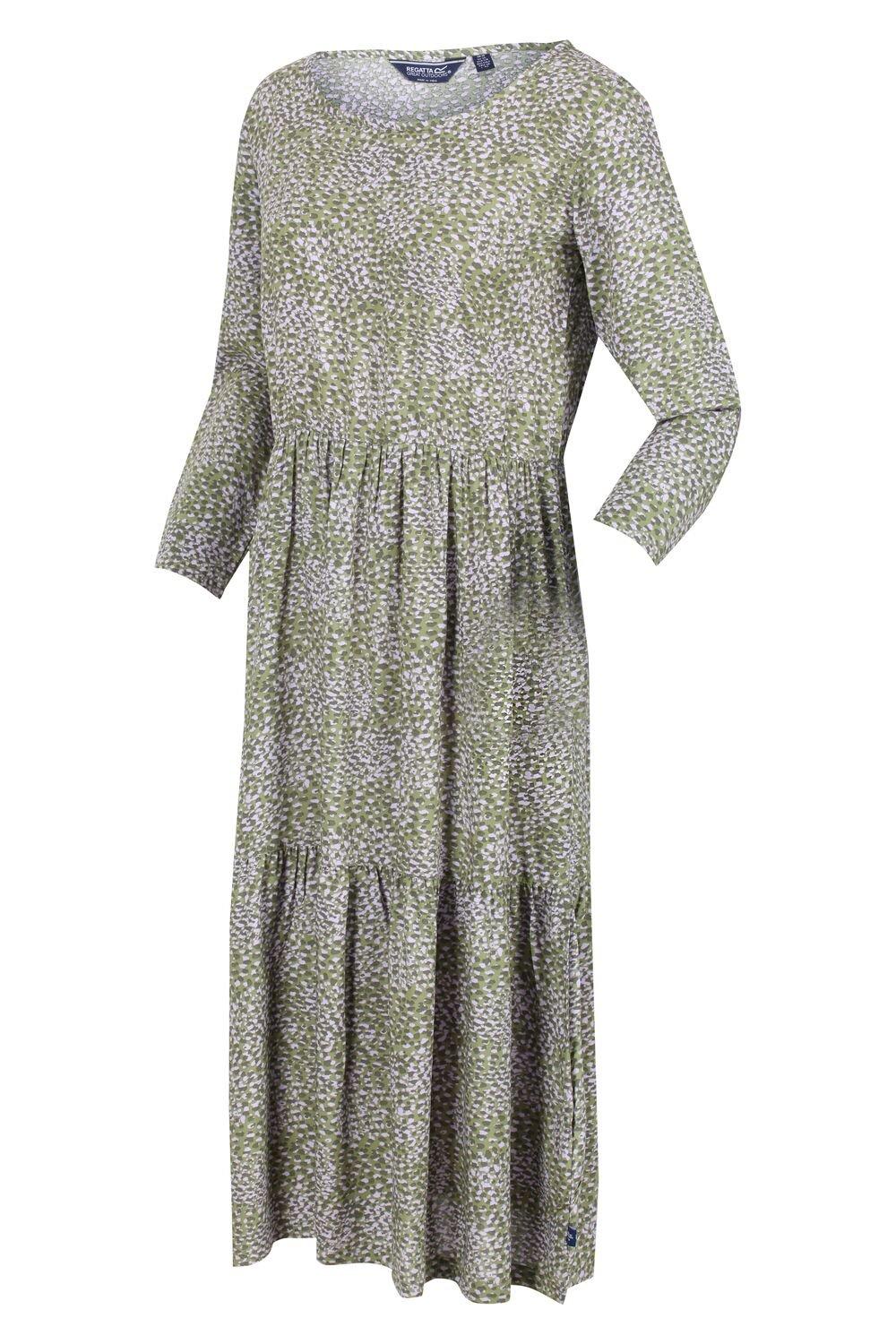 Long-Sleeve Coolweave Cotton 'Briella' Midi Dress