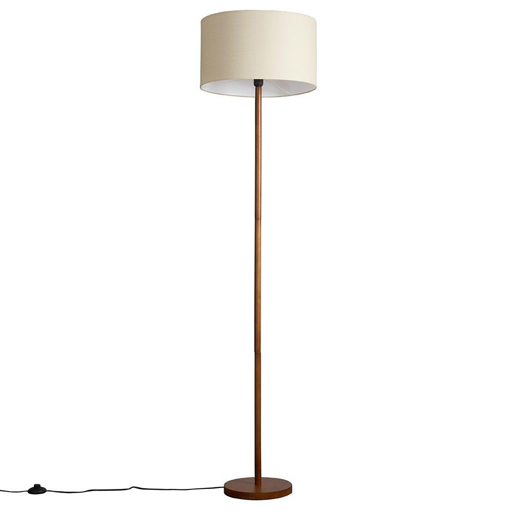 Heather Dark Wood Floor Lamp with XL Mink Reni Shade