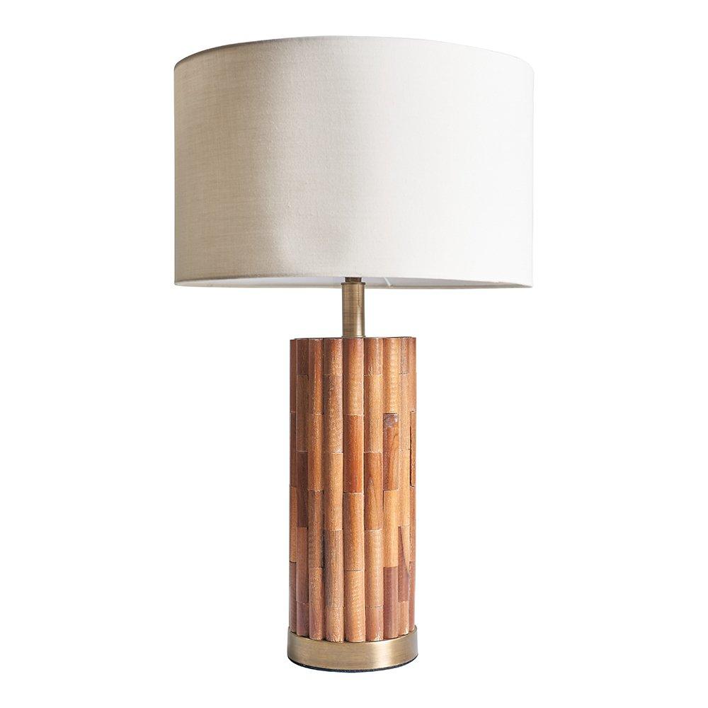 Lina Natural Bamboo Table Lamp Medium Natural Fabric Drum Shade