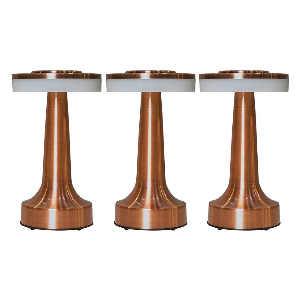 Set of 3 Talence Copper LED Touch Table Lamp