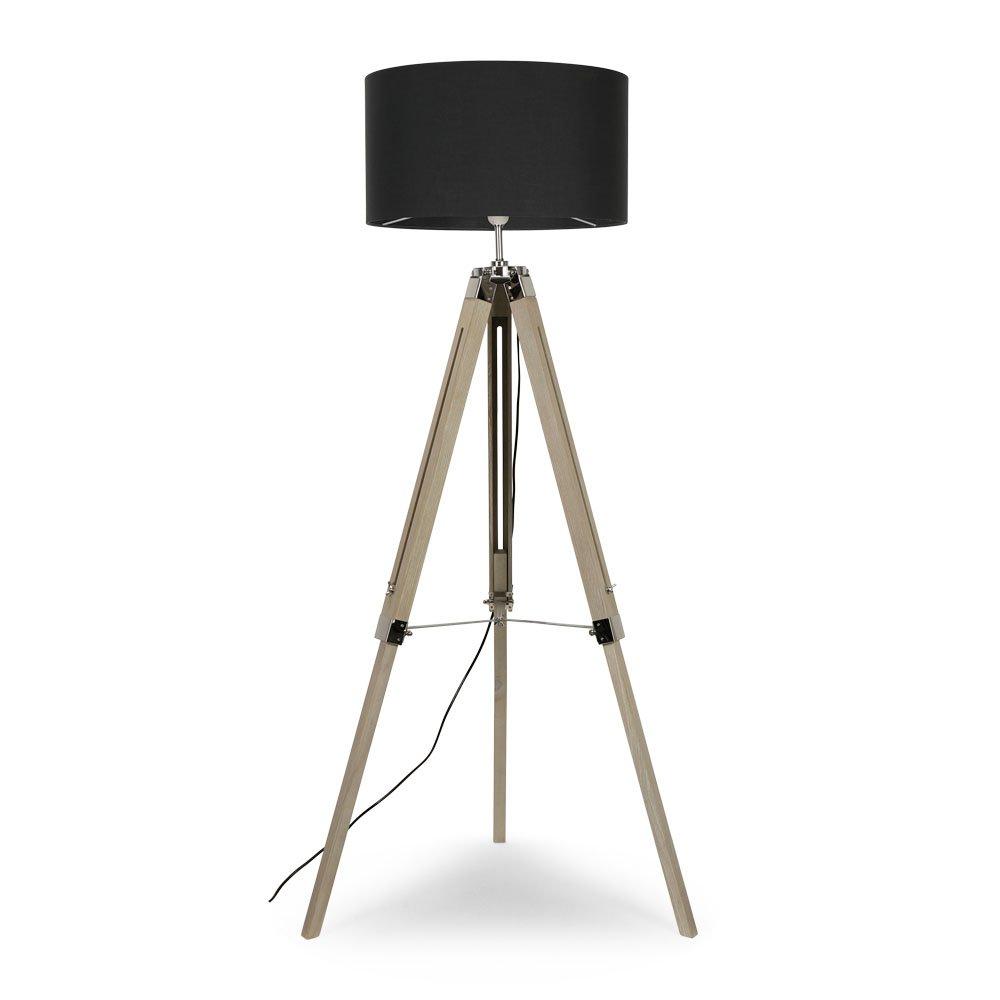 Clipper Light Brown Tripod Floor Lamp Large Charcoal Shade