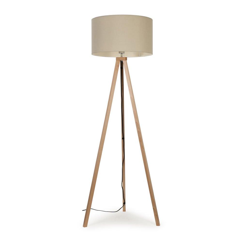 Photos - Floodlight / Street Light MiniSun Barbro Light Wood Tripod Floor Light Lamp with Reni Drum Shade 